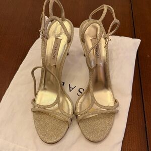 Casadei Silver Glitter Open Toe Heels Size 8